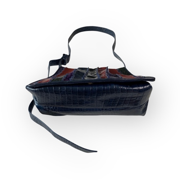 Vintage: Sharif ♕ Rainbow Snakeskin Leather Patchwork Crossbody Bag Handbag ♕ - Picture 8 of 16